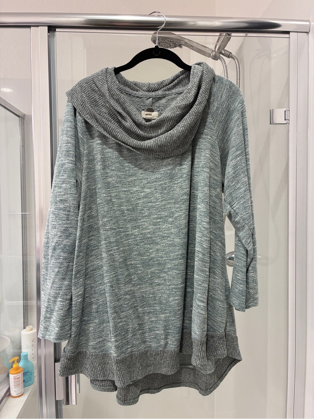 Cozy Heather Gray Cowl Neck Women's Sweater